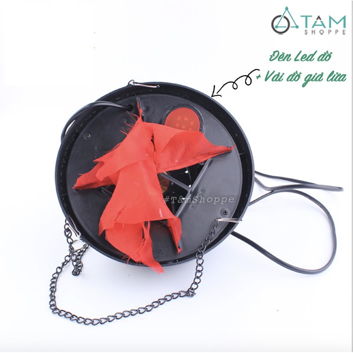 Đèn Led ngọn lửa giả 3D dây xích treo ĐK20cm TAN