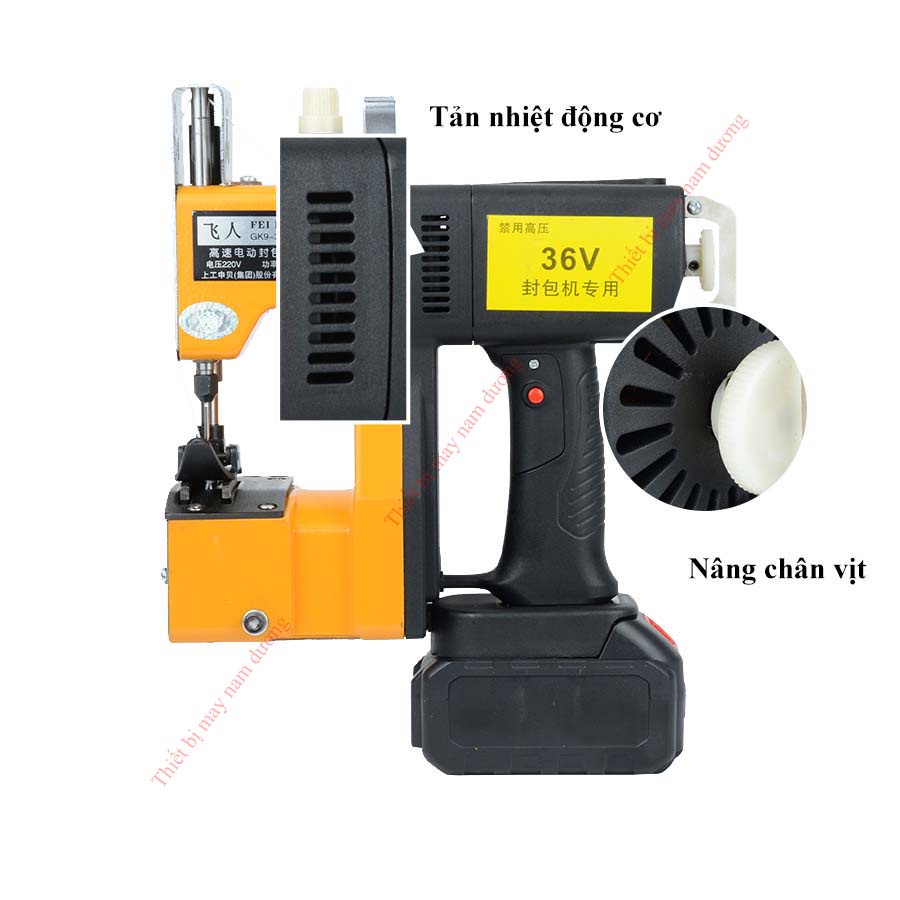 Máy khâu bao cầm tay chạy pin GK9-500  may nhiều loại bao nhỏ gọn tiện lợi &gt; pin sạc nhanh