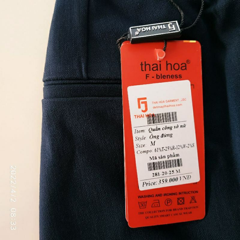 Quần tây Thái Hòa tôn vòng 3 vải dày dặn co giãn màu xanh đen 281 và 349