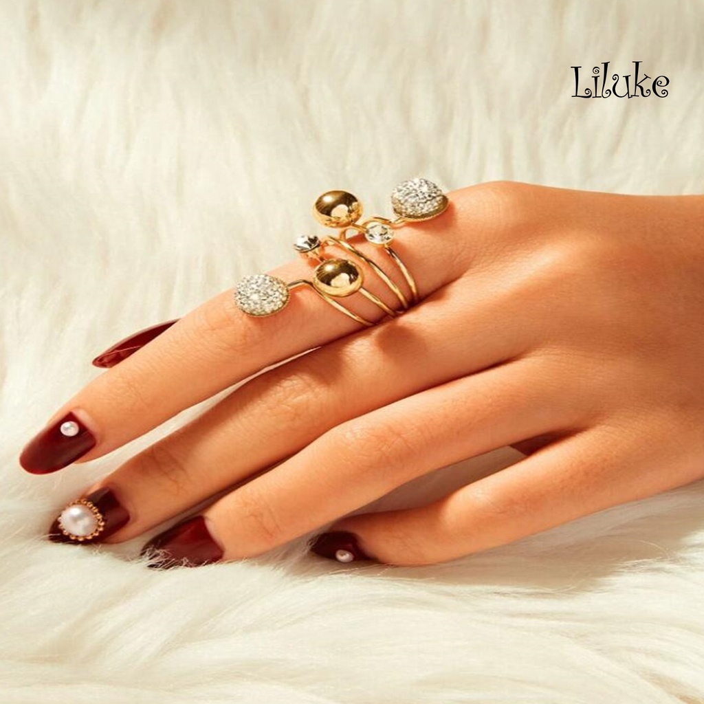 Nhẫn Hợp Kim Đính Ngọc Trai Nhân Tạo Lấp Lánh Có Thể Điều Chỉnh