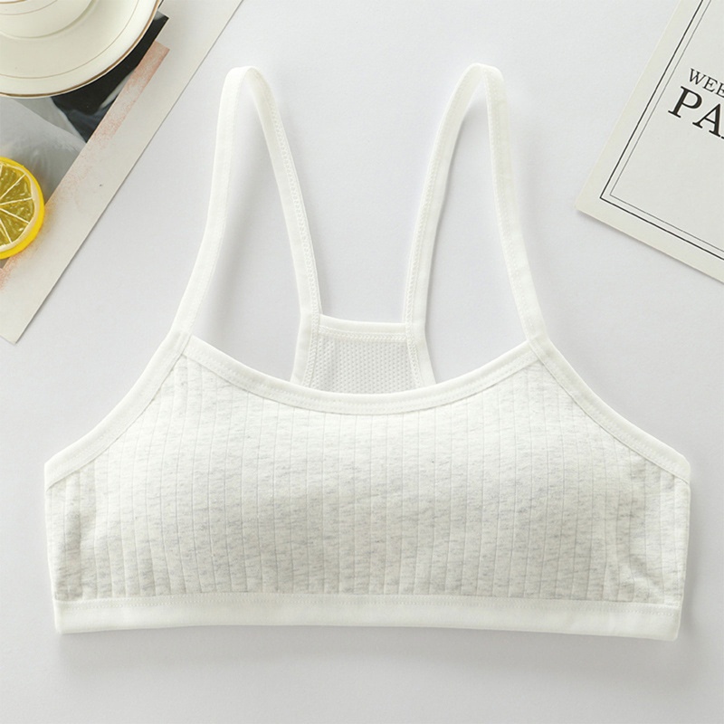 Áo Lót Lưới Cotton Có Mút Nâng Ngực Màu Trơn Dây Đan Chéo Lưng Cho Nữ Tuổi Teen