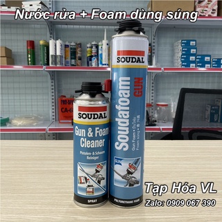 Nước rửa keo foam Soudal 500ml + Keo bọt nở SoudafoamGun 750ml