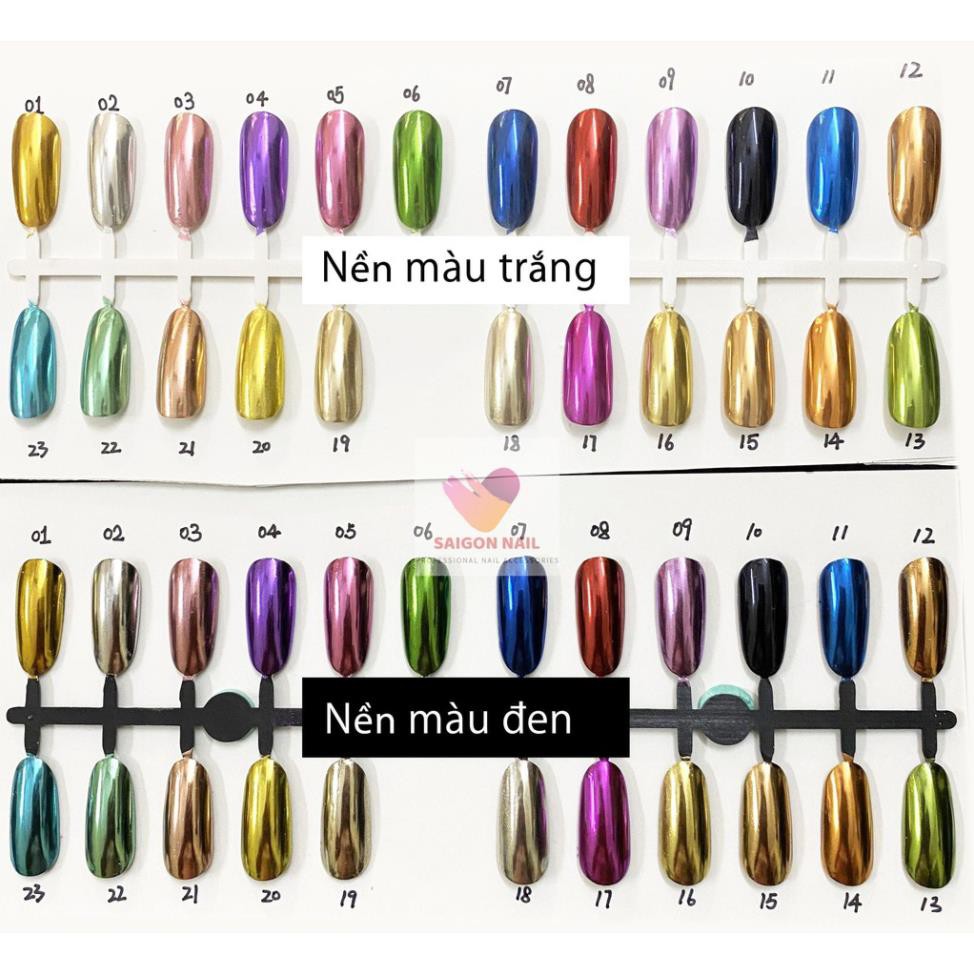 Bột gương màu vàng , bột tráng gương nail ,  Hủ lớn đủ 5 gram [hàng chuẩn loại 1 ] Collection 01 -23 [ Bảng màu thật]