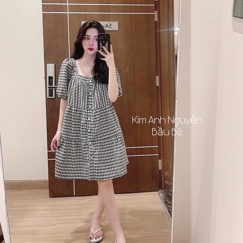 Váy babydoll kẻ caro