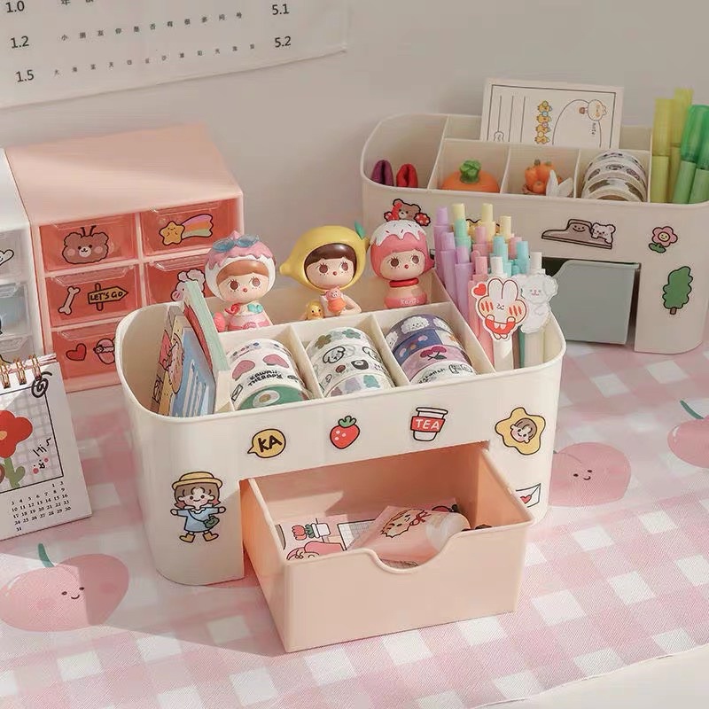 Kệ đựng mỹ phẩm, kệ để đồ trang điểm mini, dụng cụ học tập nhiều ngăn tiện ích