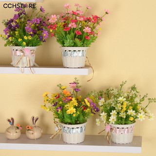 Giỏ hoa đan mây giả dùng trang trí quán cà phê , văn phòng