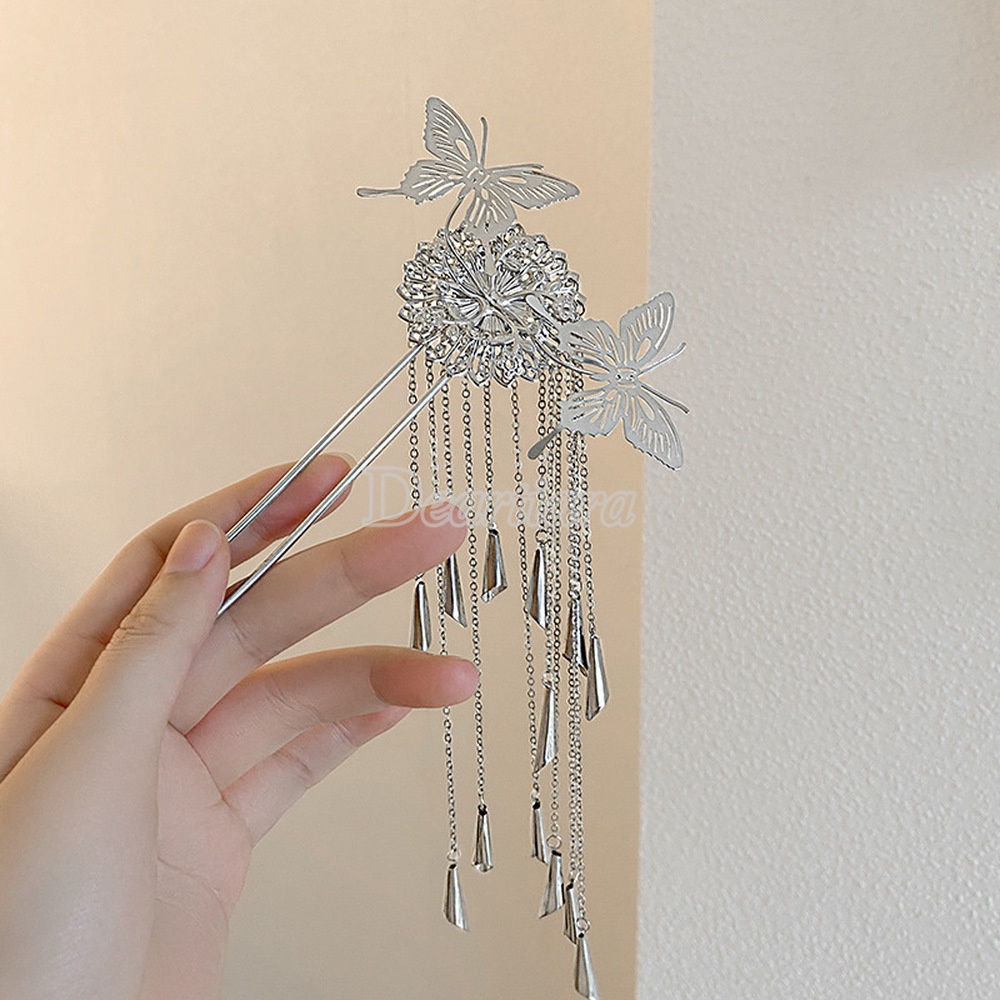 Kẹp Tóc Hình Hoa Bướm Tua Rua Thời Trang