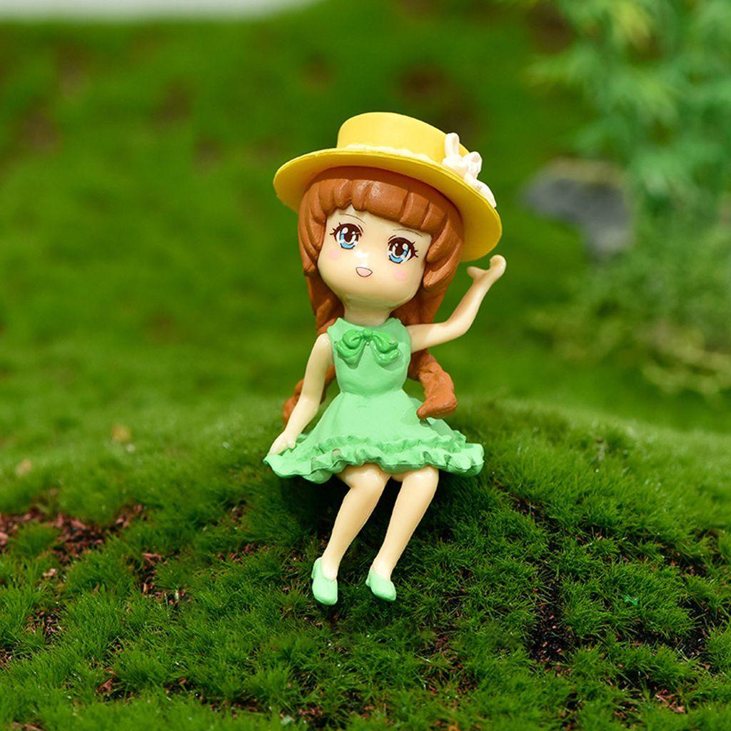 Mô Hình Cô Gái Mặc Đầm Xanh Lá / Hồng Bằng Nhựa Resin Nhỏ Xinh Tinh Tế Sáng Tạo Thời Trang