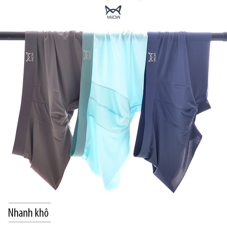 Hộp 3 quần lót nam thun lạnh Miiow kháng mùi kháng khuẩn thun lạnh siêu mỏng boxer chun đúc Nidoshop