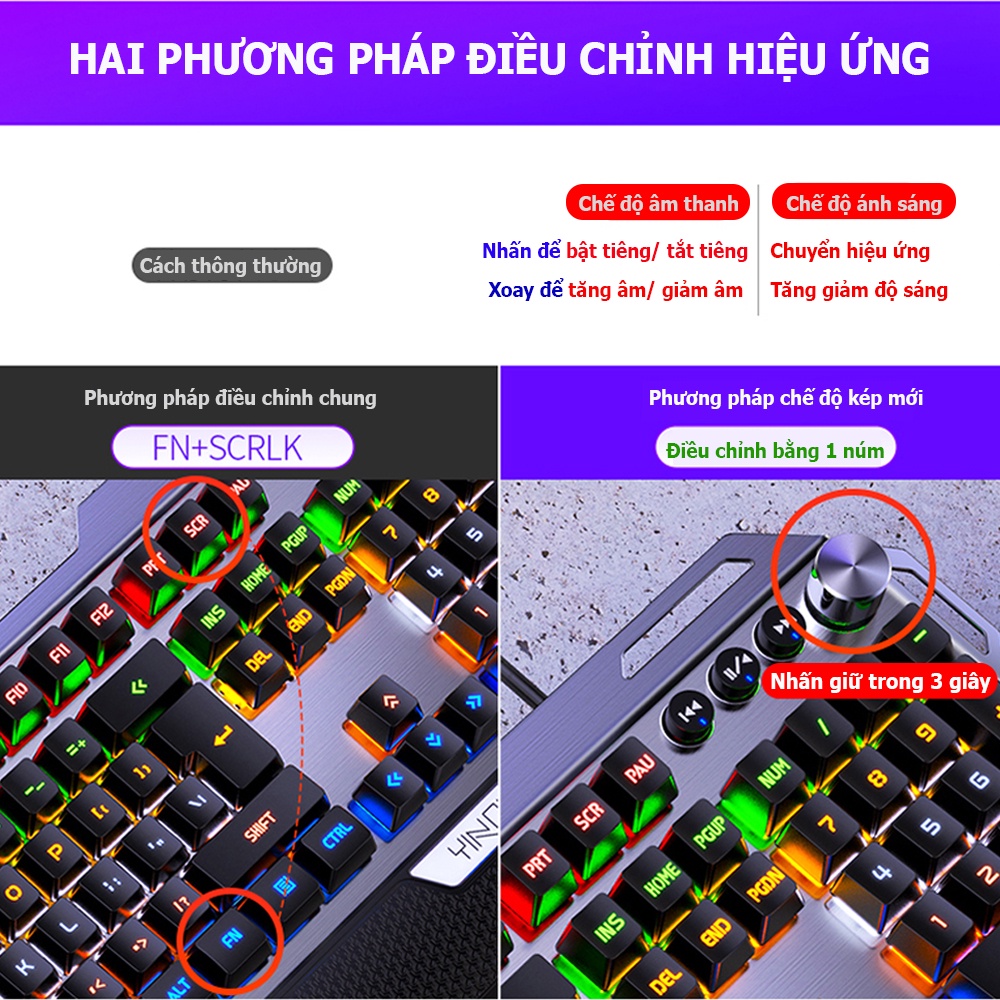 Bàn Phím Cơ Gaming YINDIAO K100 Blue Switch 104 Phím