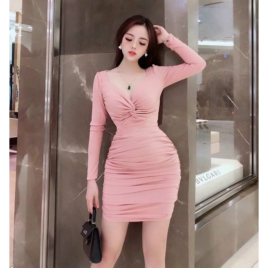 Đầm Nữ Ôm Body Xoắn Ngực Nhún Thun Cotton Su Free Size 46 - 52kg VNJ367 | BigBuy360 - bigbuy360.vn