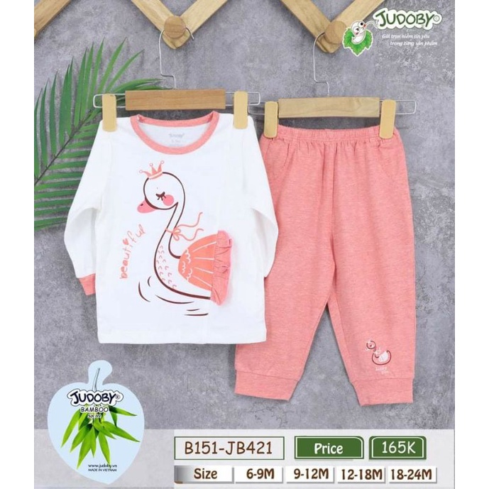 Bộ dài tay cài vai bé trai bé gái Judoby- chất sợi tre kháng khuẩn, siêu mềm mịn