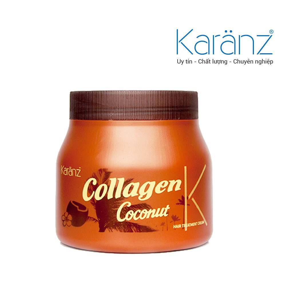 Hấp tóc kem ủ tóc Collagen Karanz dừa lùn màu nâu1000ml dưỡng chất Collagen giúp phục hồi và tái tạo tóc khỏe