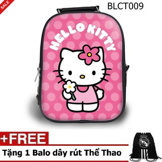Combo balo học sinh - teen dễ thương hello kitty cầm hoa - vblct009