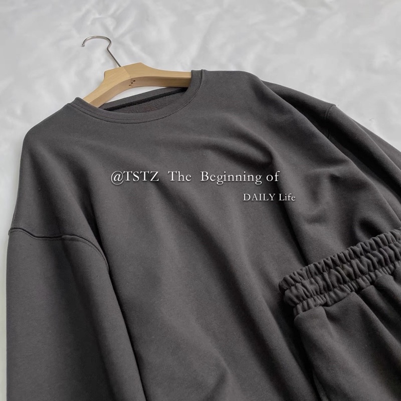 Set thun da cá áo tay dài dây rút + quần short