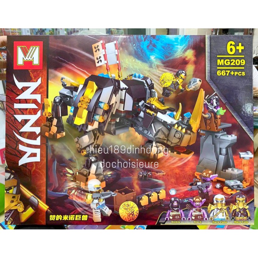 Lắp ráp xếp hình non Lego Ninjago 71719 , mg209 : Khủng Long Giác Đấu Mino Của Zane 667+ mảnh 11554