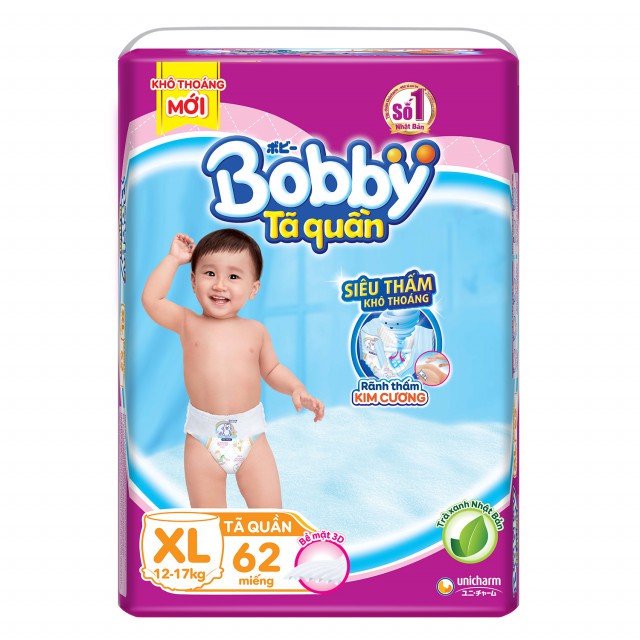 Bỉm quần Bobby S44/M74/L68/XL62/XXL56