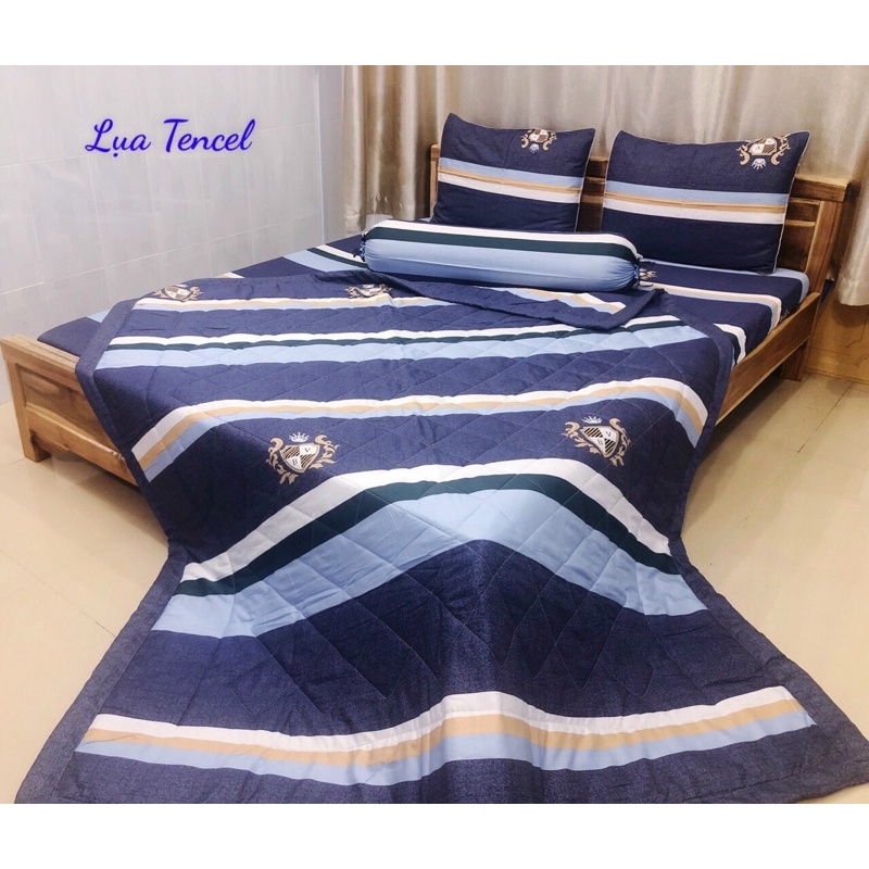 SET 5 MÓN DRAP VỎ GỐI CHĂN VẢI TENCEL MỀM MÁT (inbox size & mẫu)