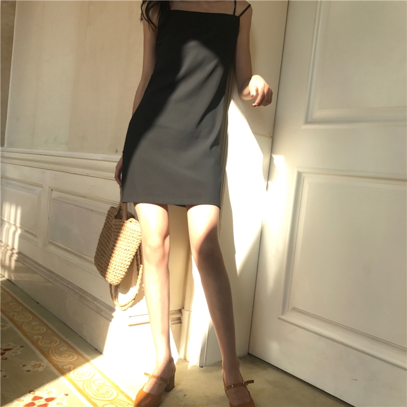 SUXI Đầm trễ vai màu trơn quyến rũ