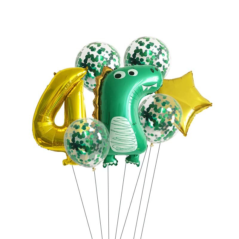 Bộ 7 Bong Bóng Hình Khủng Long 0-9 Trang Trí Tiệc Cho Bé