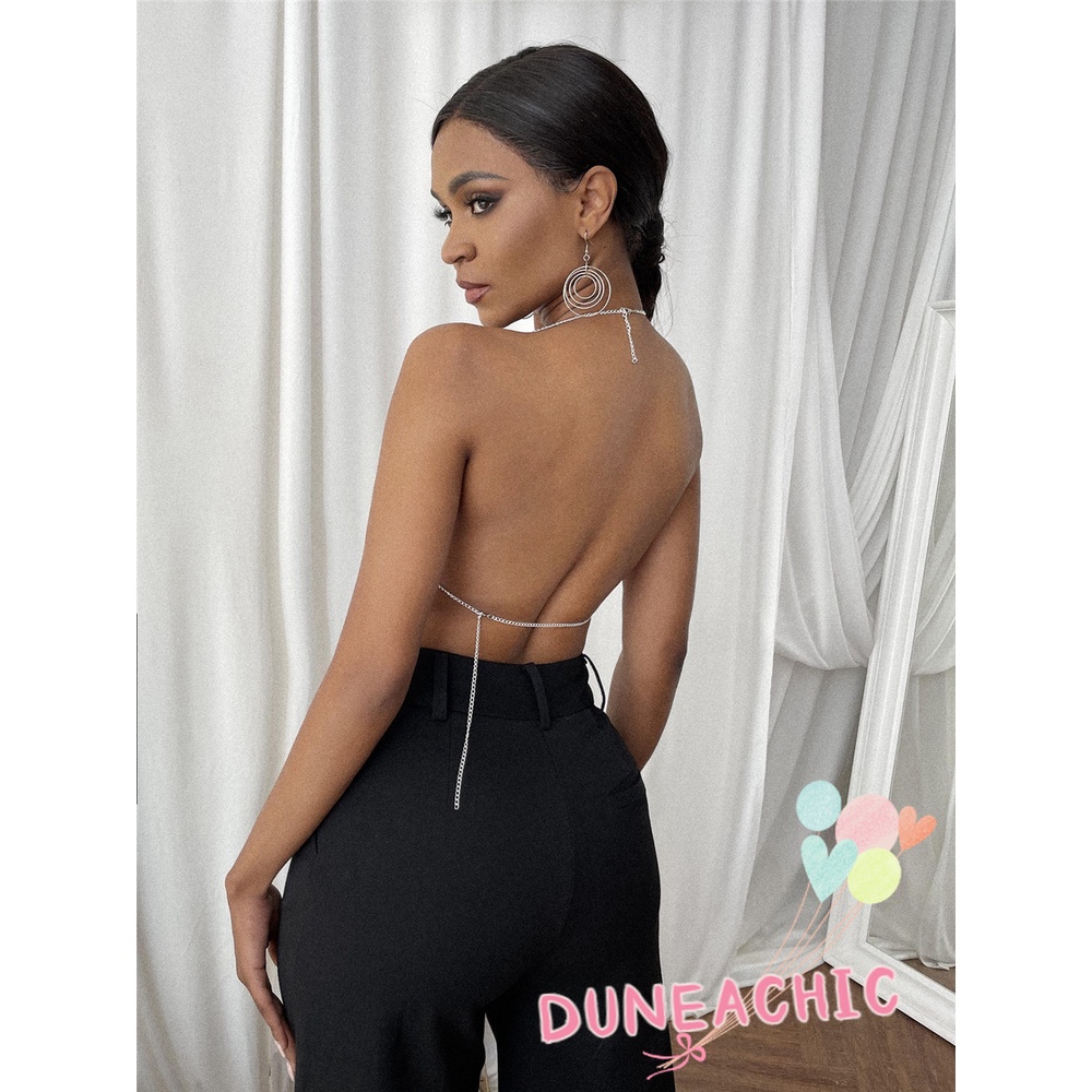 DUNEA Khăn Quấn Hở Lưng Bằng Kim Loại Quyến Rũ Cho Nữ