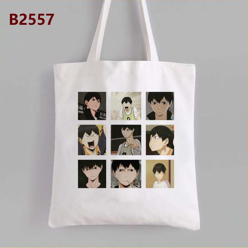 Haikyuu!! Nhật Bản Anime Túi Đeo Vai Bông Tai Kẹp Canvs Totes Túi Xách Dễ Thương Dung Tích Lớn