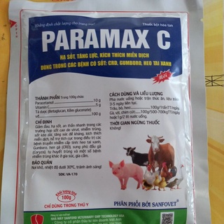 Paramax c 100g hạ sốt, tăng lực cho gia súc gia cầm
