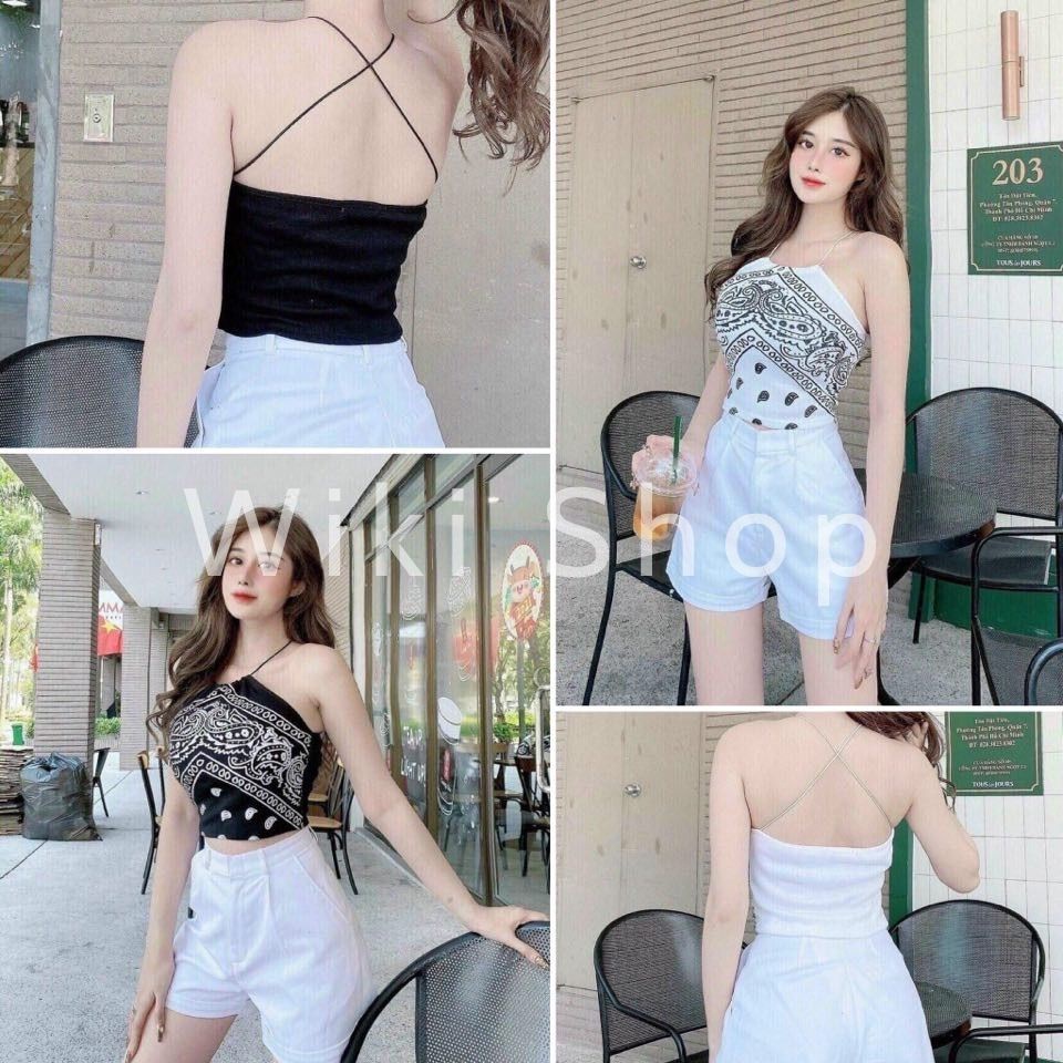 [CHEAPY] Áo croptop thổ cẩm siêu xinh - Áo croptop nữ freesize ôm body đan dây lưng chất thun co giãn sexy hot trend