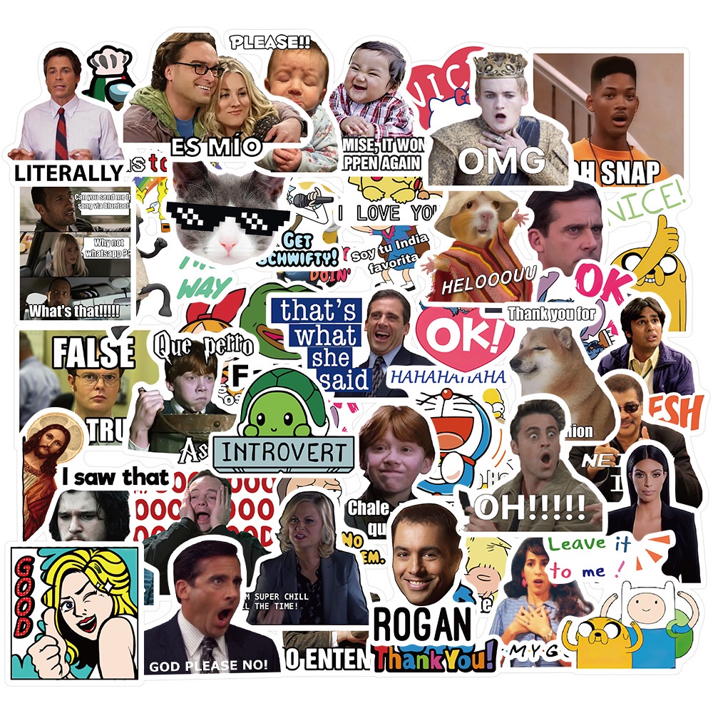 Set 50 miếng dán trang trí laptop/ vali/ ván trượt/ đàn guitar cổ điển mới chống thấm nước