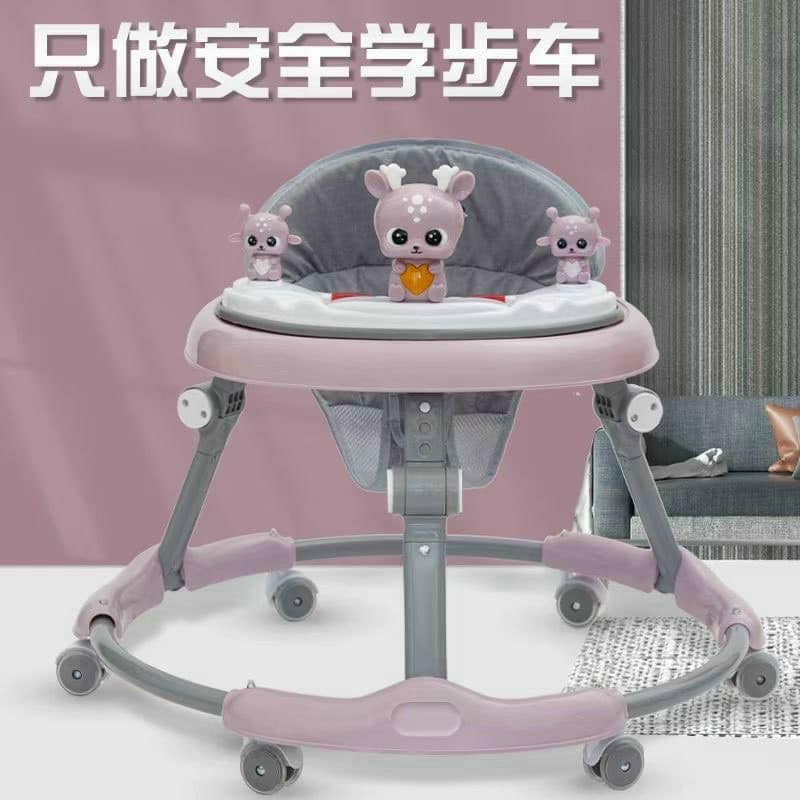 XE NÔI TẬP ĐI CHO BÉ KHUNG INOX VÀ NHỰA QUÂY TRÒN 6 BÁNH CÂN BẰNG XOAY 360 ĐỘ BABY WALKER 619M