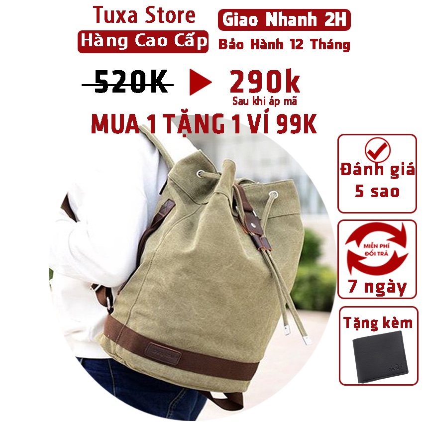 Balo Nam vải Bố Canvas Thời Trang Cao Cấp Balo phượt du lịch đi làm đựng laptop đồ cá nhân Tuxa store