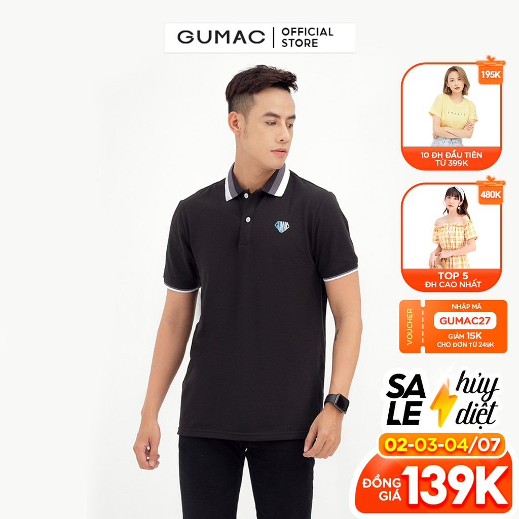 Áo thun polo nam thêu GUMAC ATNB5102