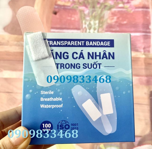 Băng cá nhân Trong Suốt chăm sóc vết thương hộp 100 cái