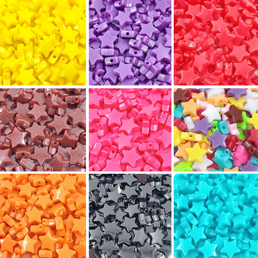 Set 50 Hạt Xỏ Lỗ Hình Ngôi Sao Nhiều Màu Sắc 11mm Dùng Để Làm Đồ Trang Sức Thủ Công