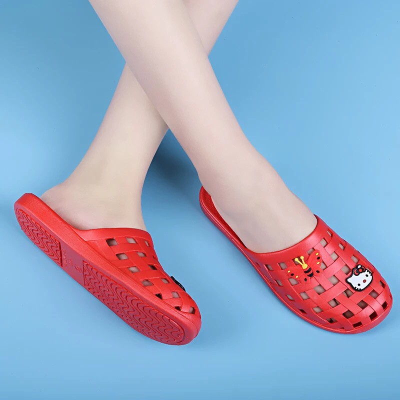 Dép sục nhựa dẻo lỗ vuông đi mưa bit mũi nữ ( Xanh, Đỏ) - SL003 | BigBuy360 - bigbuy360.vn