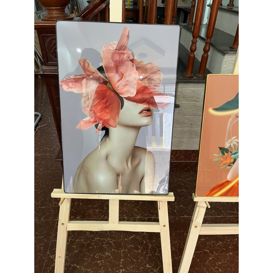 Tranh Cô Gái Treo Tương Phòng Khách/Ngủ/ Hành Lang Lối Đi/ Spa /Nal /Trang Trí Shop Quần Áo/ Tráng Gương Cao Cấp