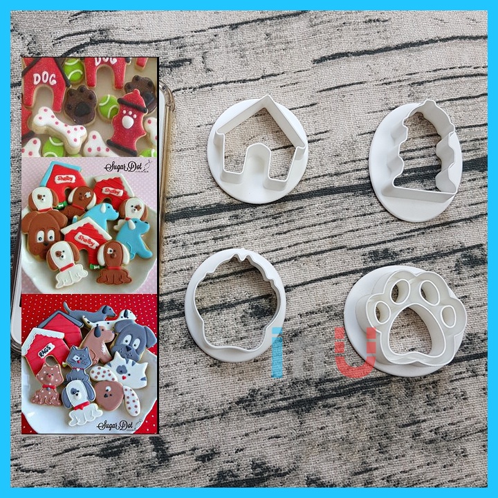 HCM - Khuôn nhấn bánh quy, cookies, fondant trang trí hình Xương chó, hòm Thư, chân chó, mây nhiều mẫu...dễ thương