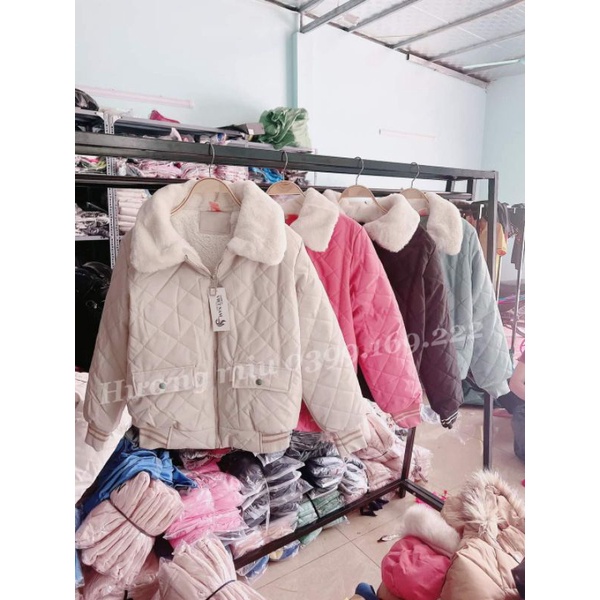 Áo khoác phao lót lông nữ