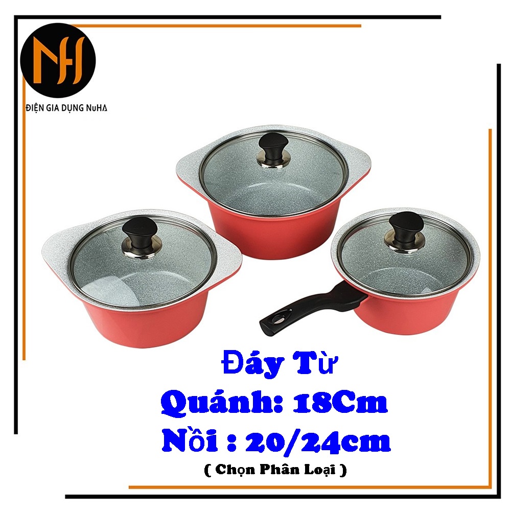 Nồi quánh đúc Ceramic đáy từ Greencook GCS02 size 18/20/24cm vân đá đẹp chuẩn hình ảnh, dùng được mọi loại bếp