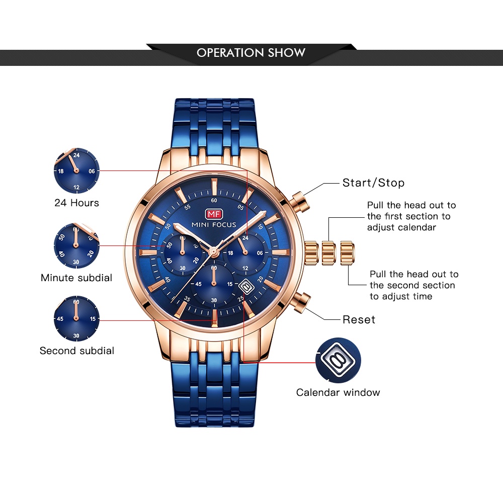 Mini focus mf0282g Đồng Hồ Đeo Tay quartz analog Thời Trang Sang Trọng Cho Nam