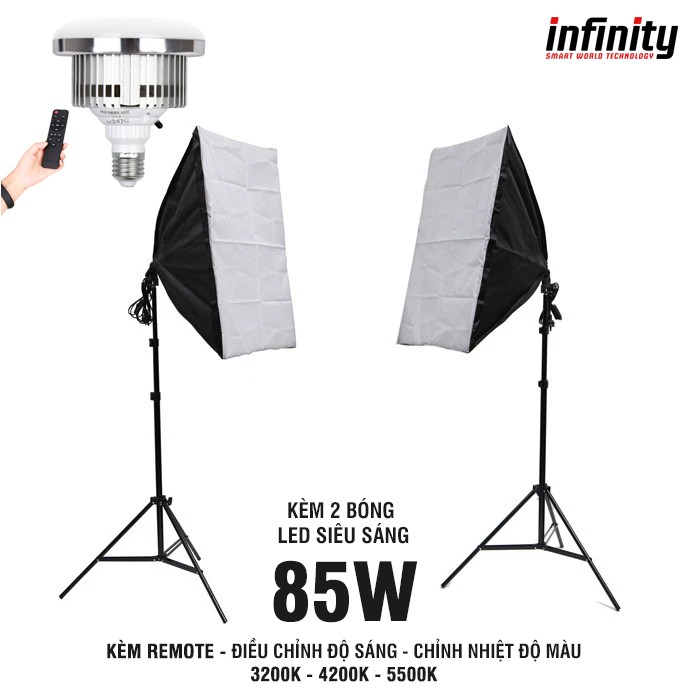 Bộ 2 đèn softbox 50x70cm hỗ trợ livestream, chụp ảnh sản phẩm &amp; thời trang