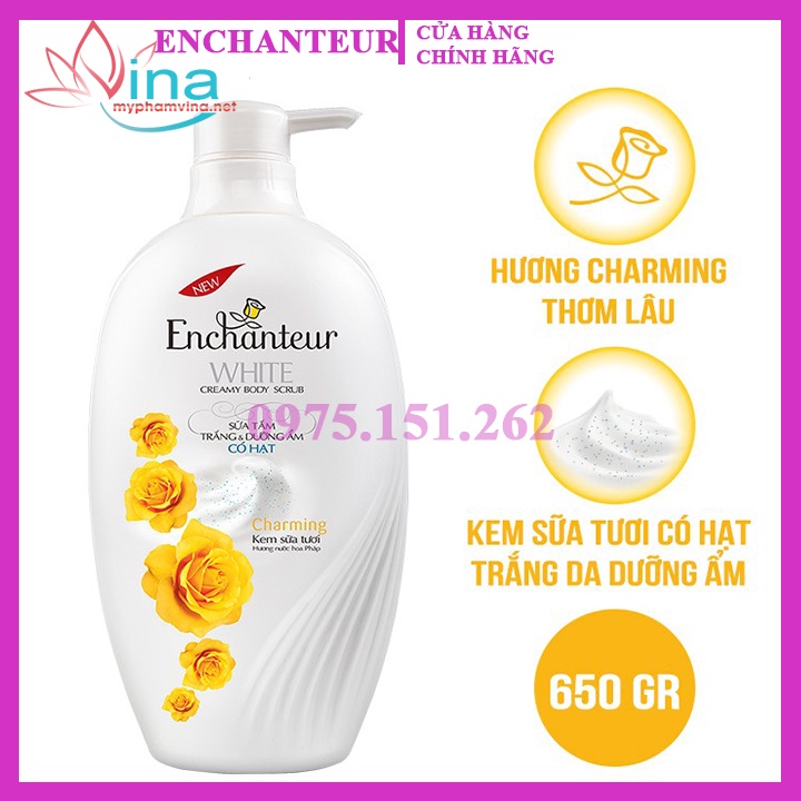 SỮA TẮM ENCHANTEUR WHITE CHARMING CÓ HẠT 650G