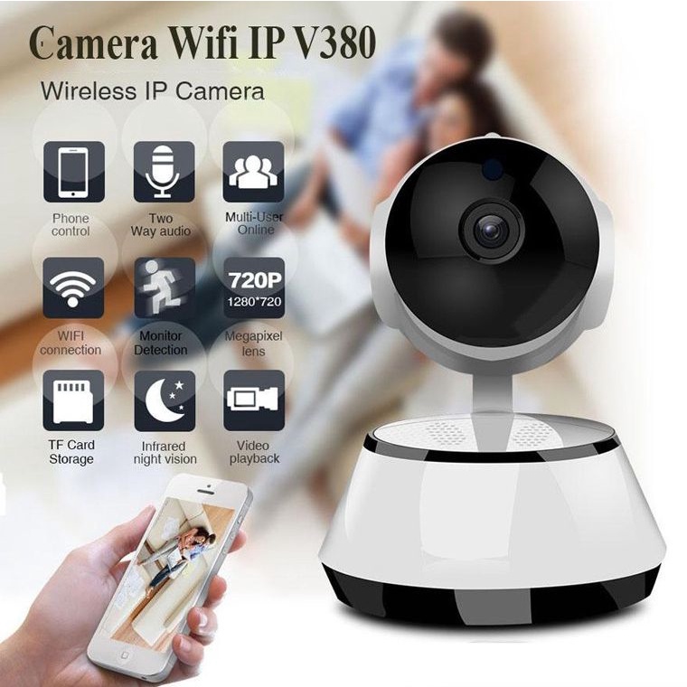 Camera Wifi IP Chống Trộm V380 Full HD 1080p Có Hồng Ngoại Đàm Thoại 2 Chiều Giám Sát Ngày Đêm - Bảo Hành 12 Tháng