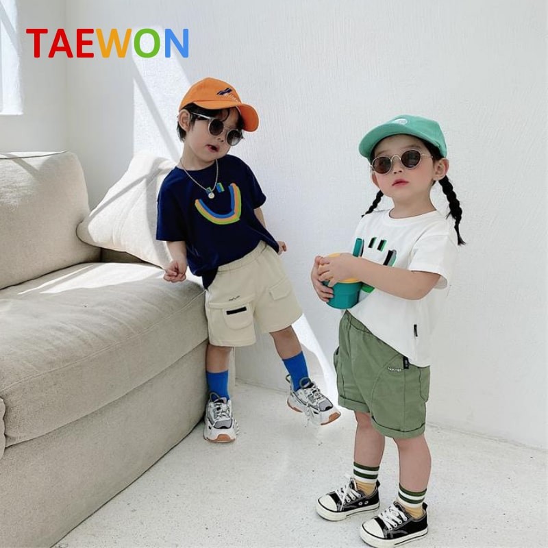 Áo bé trai bé gái Hàn Quốc mùa hè cotton xuất xịn trẻ em từ 1 đến 6 tuổi Taewon Kids AT019