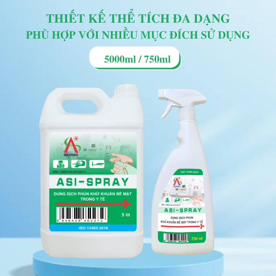 Dung dịch khử khuẩn bề mặt dùng trong y tế ASI SPRAY can 5 lít