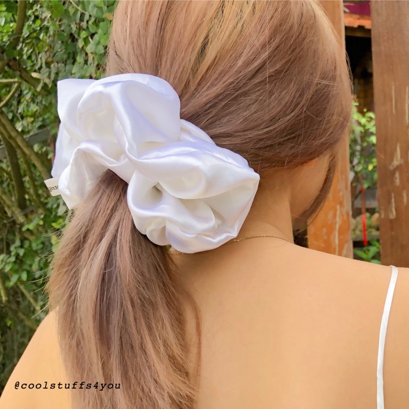 Đồ buộc tóc scrunchies lụa trắng🤍bigsize siêu to