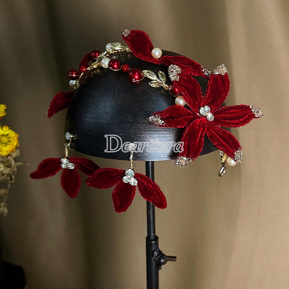 Bộ băng đô và bông tai xinh xắn dành cho cô dâu