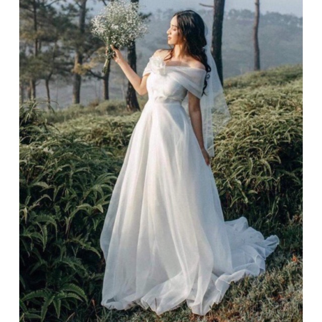 KÈM ẢNH/VIDEO THẬT - Đầm Maxi xoè bẹt vai kết hoa nổi SANG TRỌNG -MS30Y- Size M/L đến 57kg