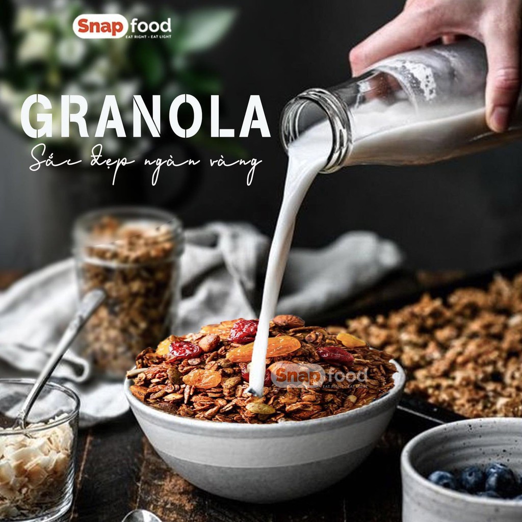 Granola không đường - Vị Vani Mật Ong 250/ 500gram - Ngũ cốc giam cân - Eat Clean