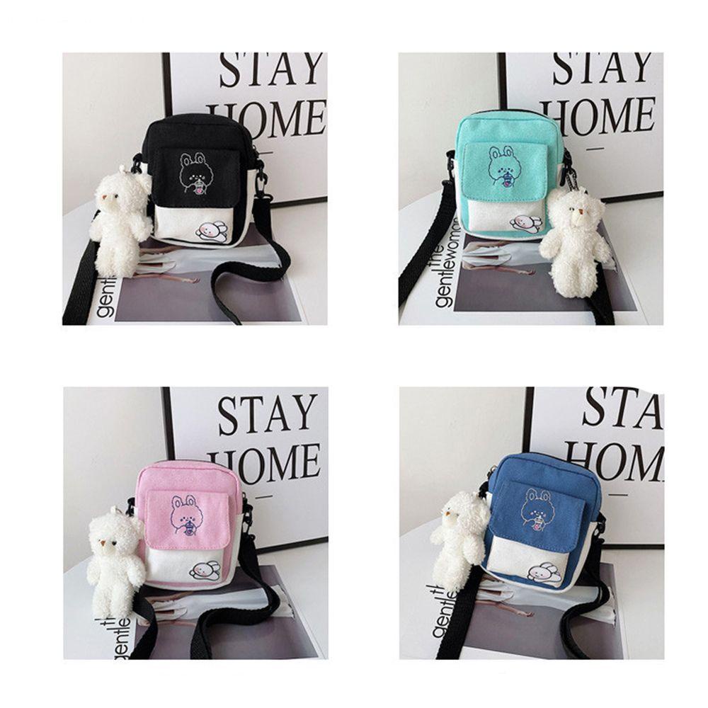 Túi Xách Canvas Cotton Phối Màu Tương Phản In Họa Tiết Hoạt Hình